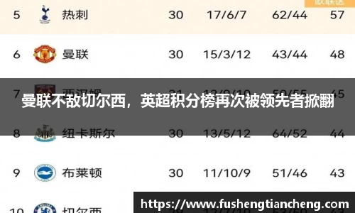 曼联不敌切尔西，英超积分榜再次被领先者掀翻